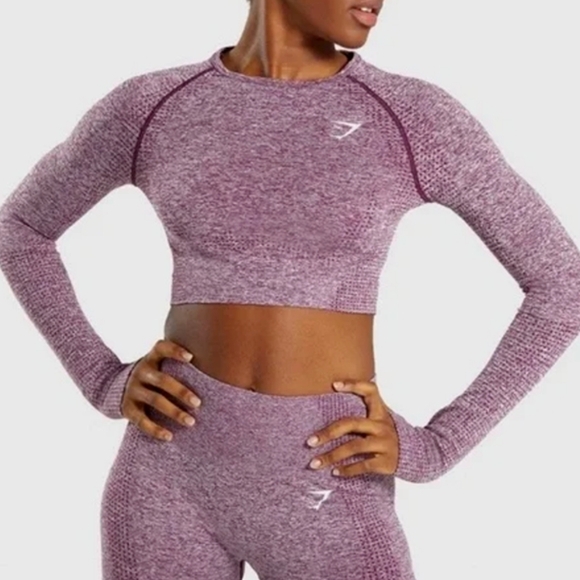 Gymshark Vital Seamless Long Sleeve Cropped Athletic Sports Top - Picture 1 of 8